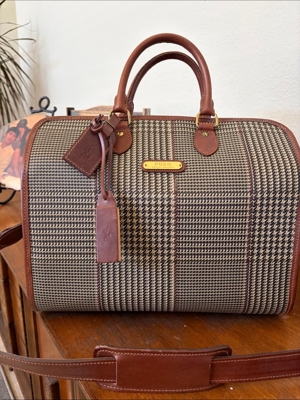 RARE Ralph Lauren Vintage πΏπππ & πΎππ¦ Houndstooth Boston Travel Doctors Lg Bag - Picture 7 of 16